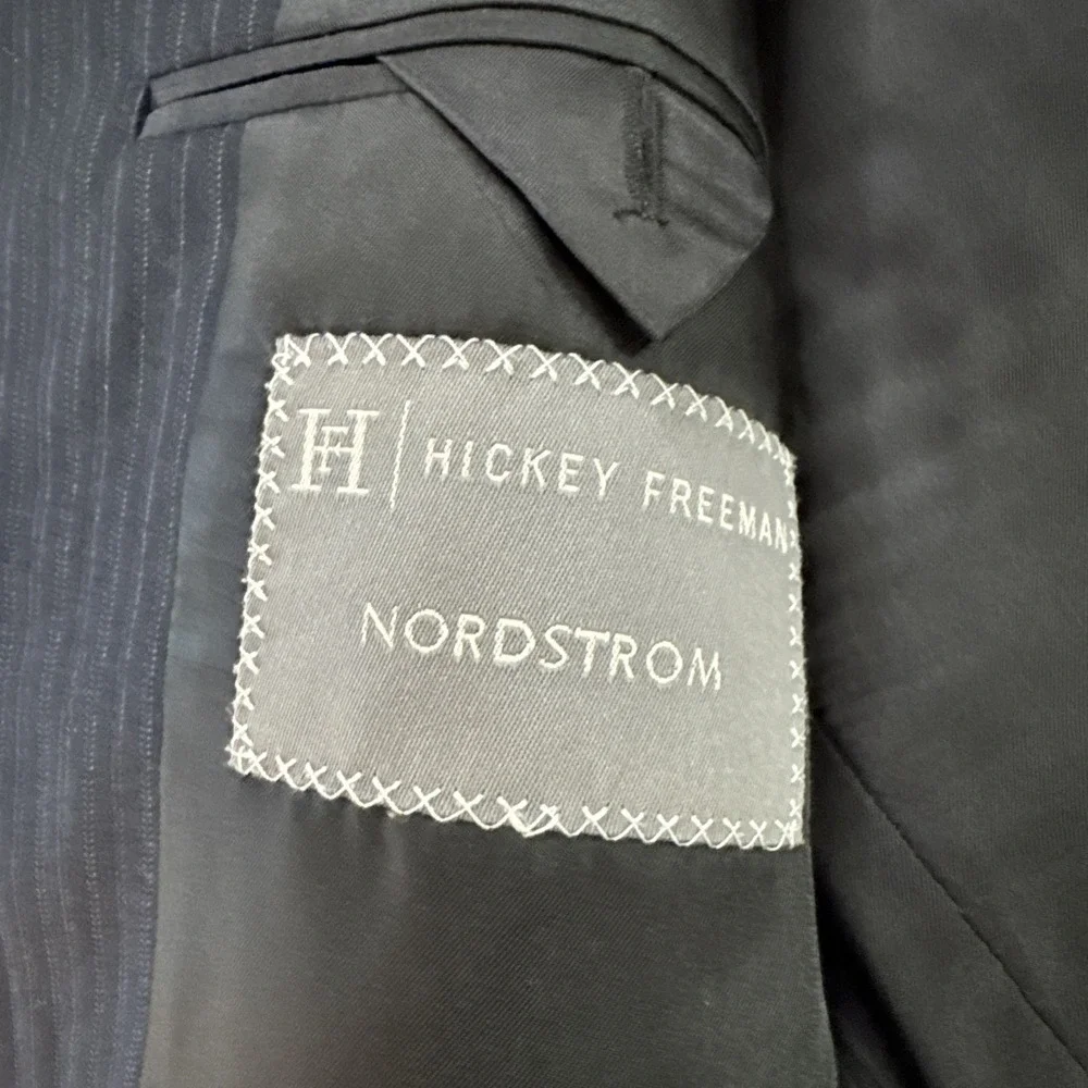 Hickey Freeman Blazer 42R Blue Pinstripe Wool Sport Coat Suit Jacket USA Made